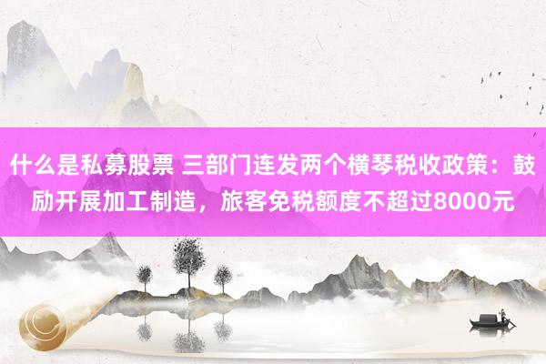 什么是私募股票 三部门连发两个横琴税收政策：鼓励开展加工制造，旅客免税额度不超过8000元
