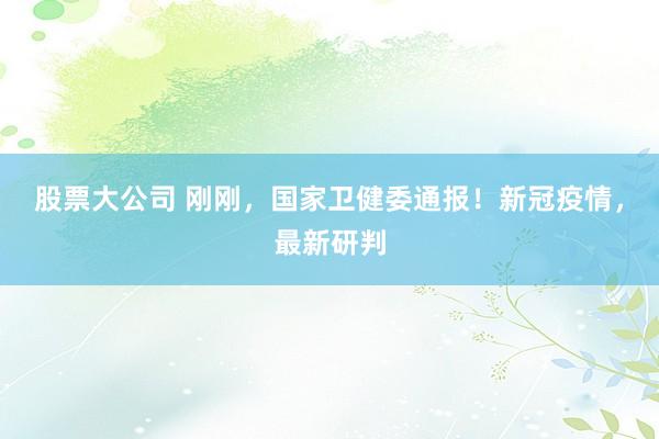 股票大公司 刚刚，国家卫健委通报！新冠疫情，最新研判