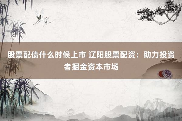 股票配债什么时候上市 辽阳股票配资：助力投资者掘金资本市场